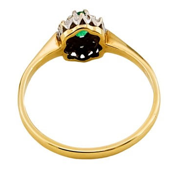 9ct gold Emerald/Diamond Cluster Ring size L